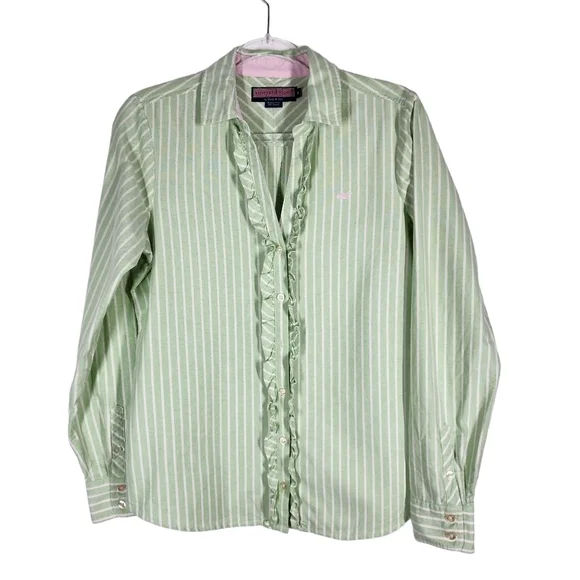 VINEYARD VINES STRIPED RUFFLED SHIRT - Picture 3 of 7